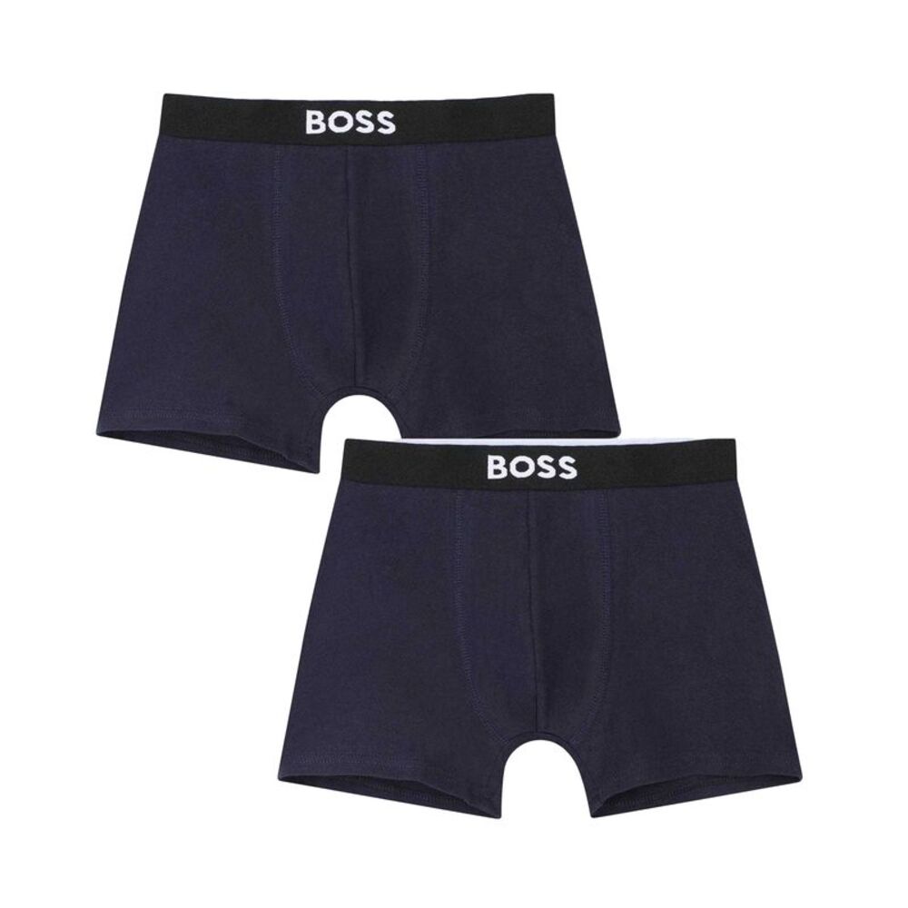 Boss Childrens/Kids Cotton Blend Boxer Shorts (Pack of 2) / Navy